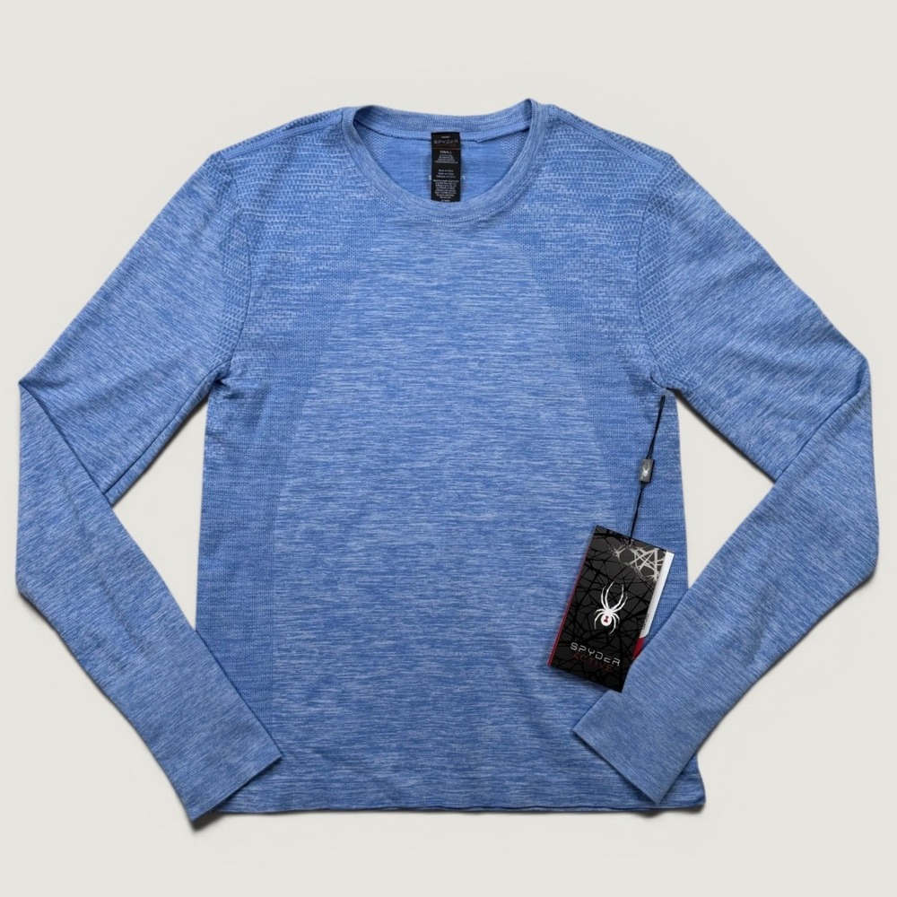 NEW Spyder Womens S Top Blue Long Sleeve Activewear Seamless Thumbhole SP188R3